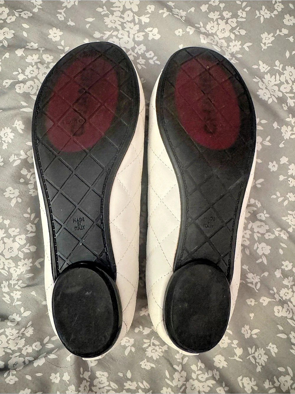 Quilted Cap Toe Ballerina Flats White & Black - Picture 3 of 7